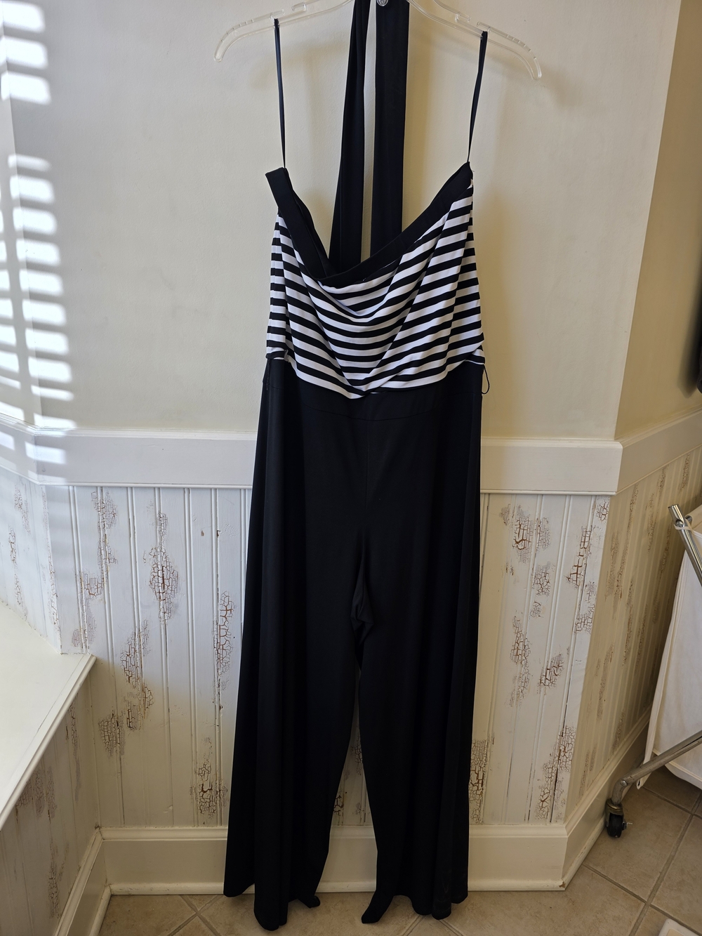 White House Black Market Black Striped Bodice Jumpsuit